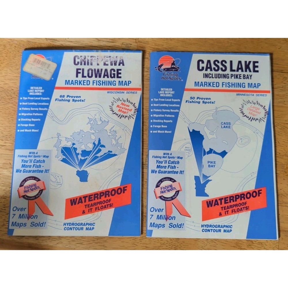 2 Fishing Hot Spots Maps Chippewa Flowage Sawyer County Cass Lake Marked Fishing